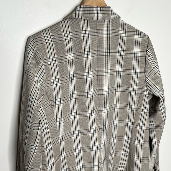 On 34th Women Single Button Front Blazer 14 Beige Plaid Academia Casual Workwear - Picture 9 of 12